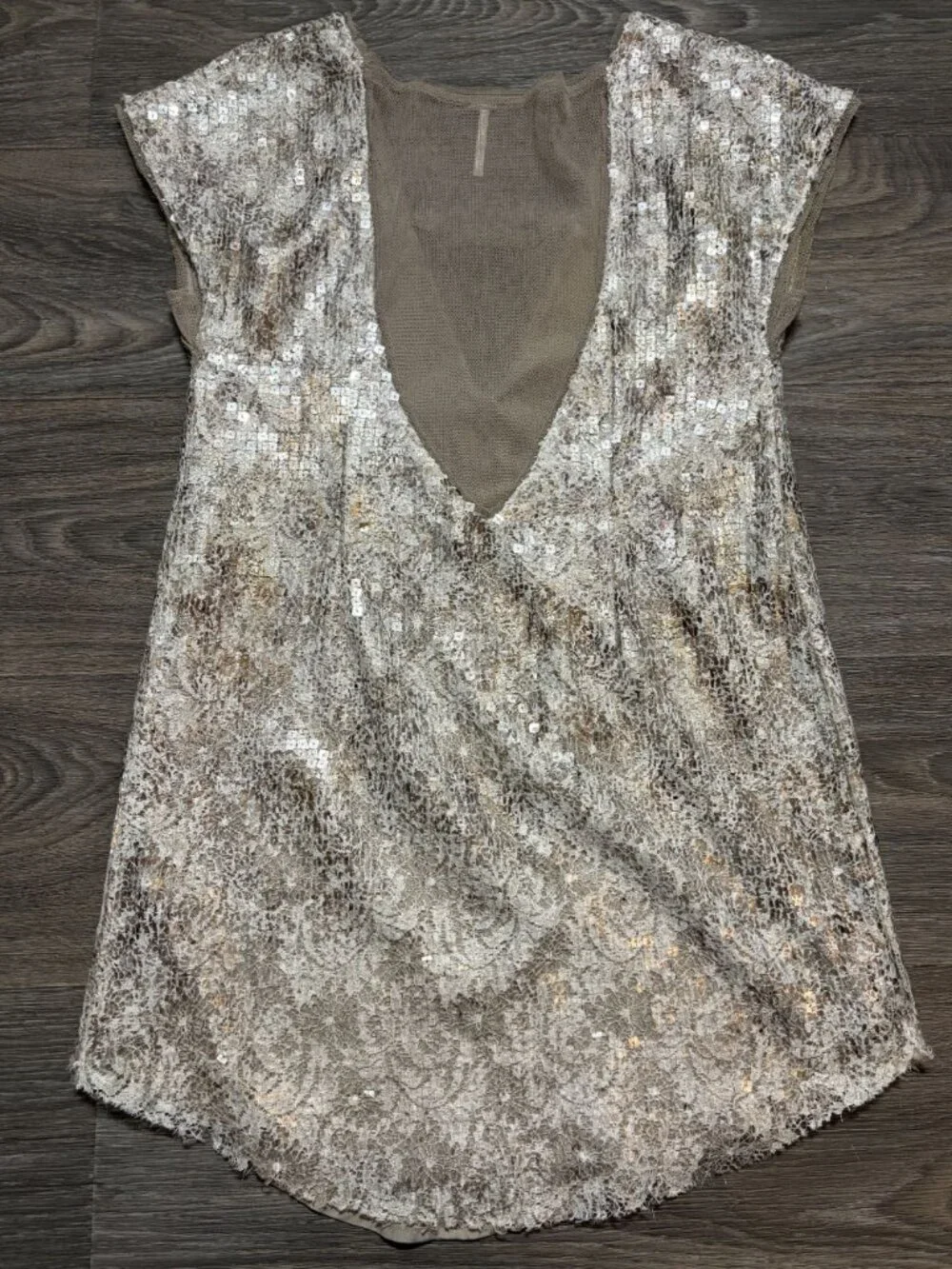 Free People Midnight Dreamer Shattered Glass Mini Sequin Dress XS Gold Party